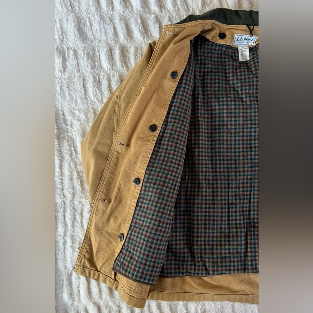 Made in USA LL Bean Vintage Chore Coat Barn Jacket Tan Womens M - Picture 11 of 14